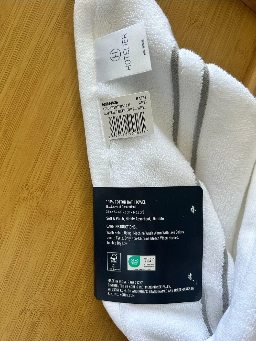 Hotelier Spa Luxury 6-Piece White Towel Set 100% Cotton Zero Twist NEW